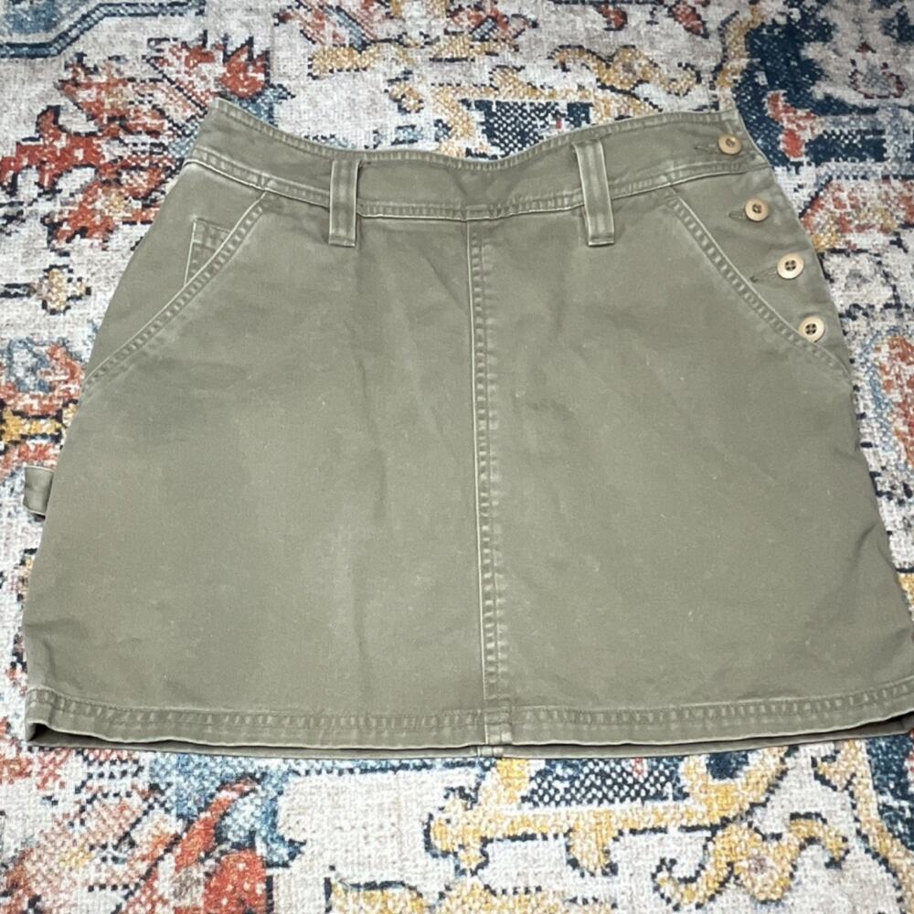 Vintage Abercrombie & Fitch Khaki Cotton A-Line Skirt Y2K Side Button Size Small